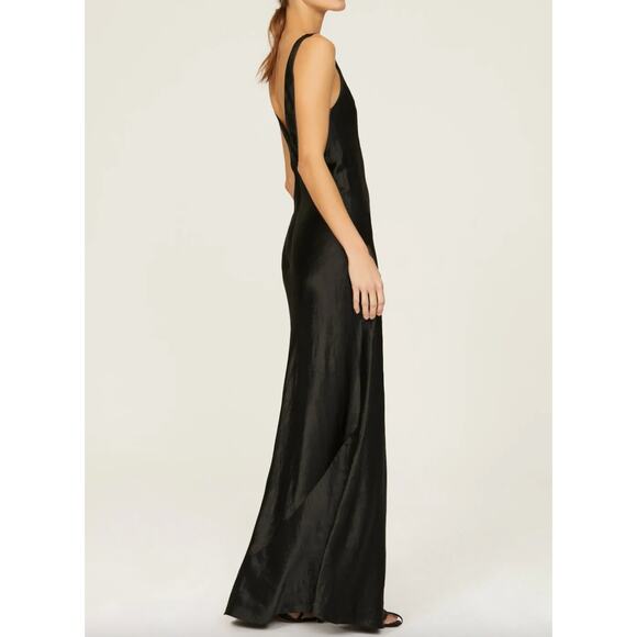 Vince Dress Womens Small Black Satin Slip Gown Open Back V Neck - Picture 4 of 15